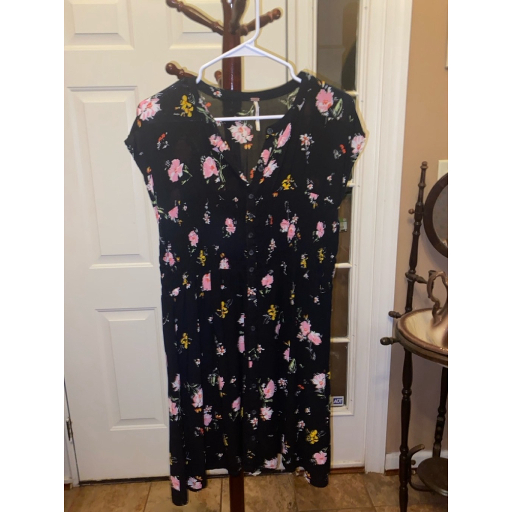 Women's Free People Floral Dress Size L Black